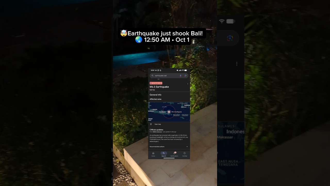 Earthquake in Bali at 12:50 AM, October 1st. 🌏😳”Hashtags:#BaliEarthquake #EarthquakeBali #BaliOct1