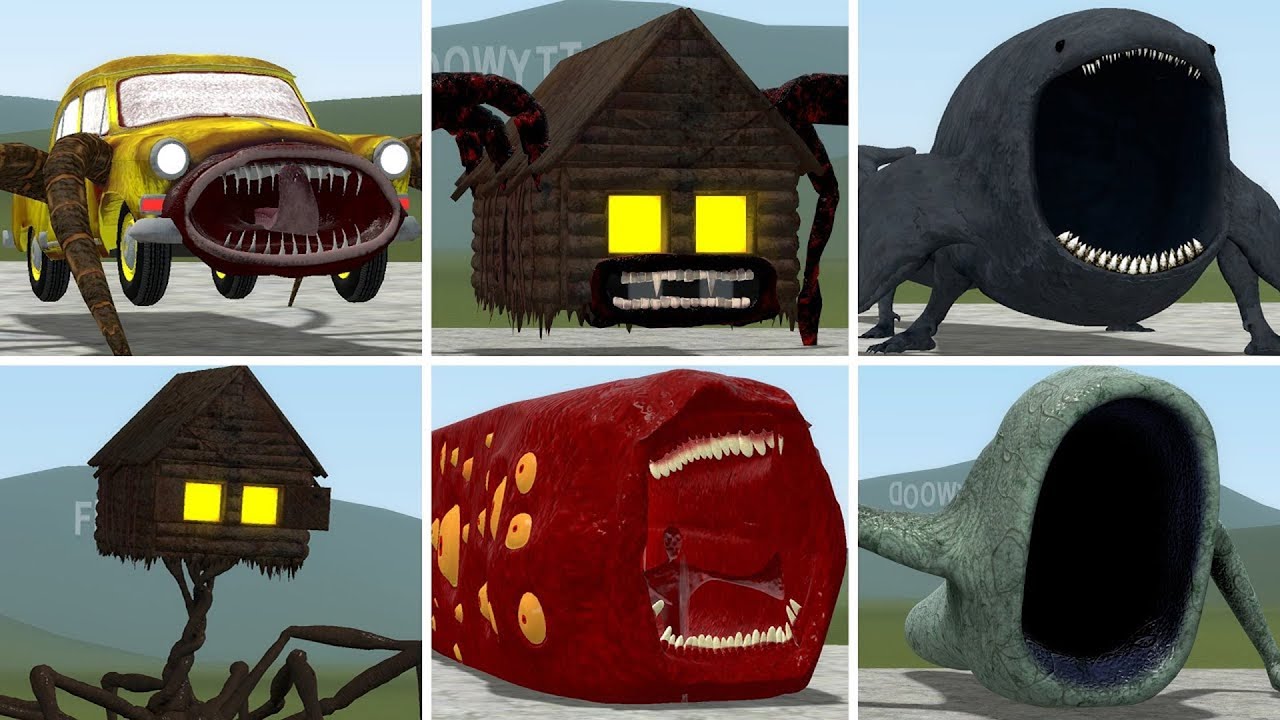 OLD AND NEW UPDATE: CAR EATER, HOUSE HEAD, BUS EATER BUILDING, THE BLOOP, TRAIN EATER IN GMOD !!