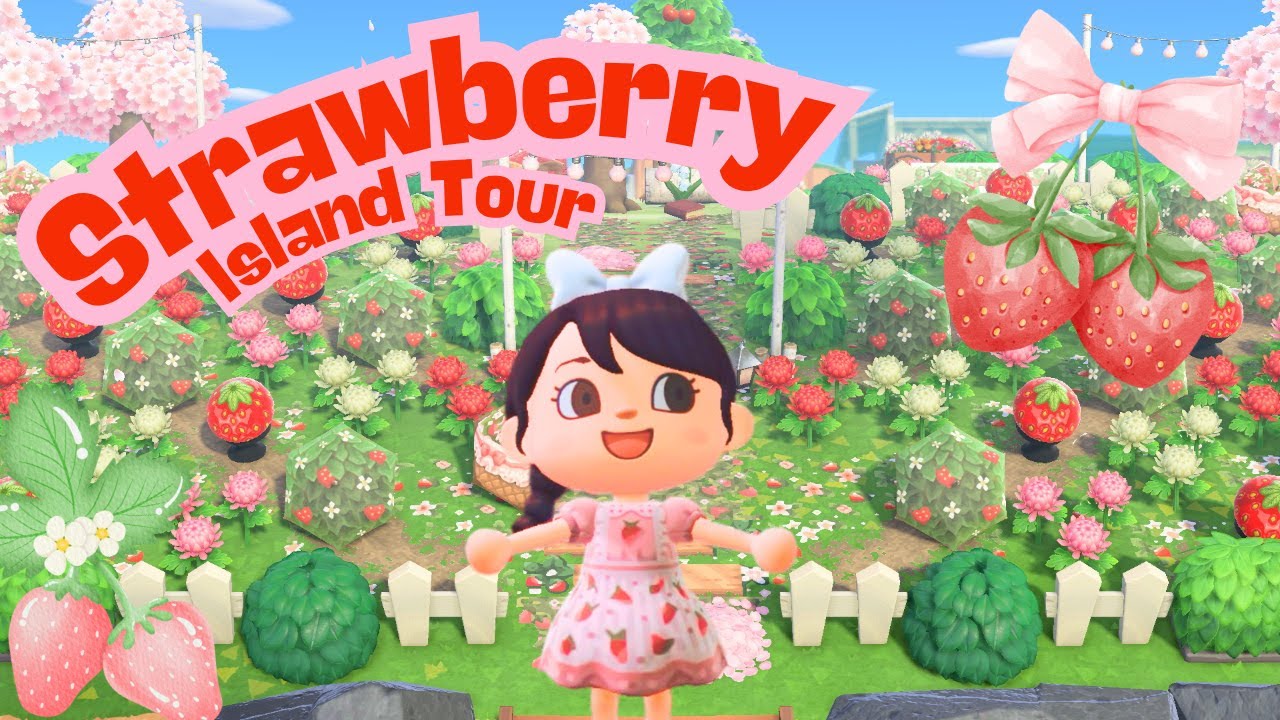 BERRY CUTE THEME! 🍓ACNH Island Tour Strawberry Fragola | Animal Crossing: New Horizons Gameplay