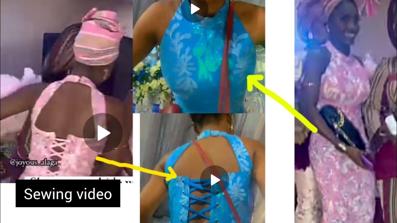 How to cut and sew a bustier halter neck dress with lacing bar//sewing