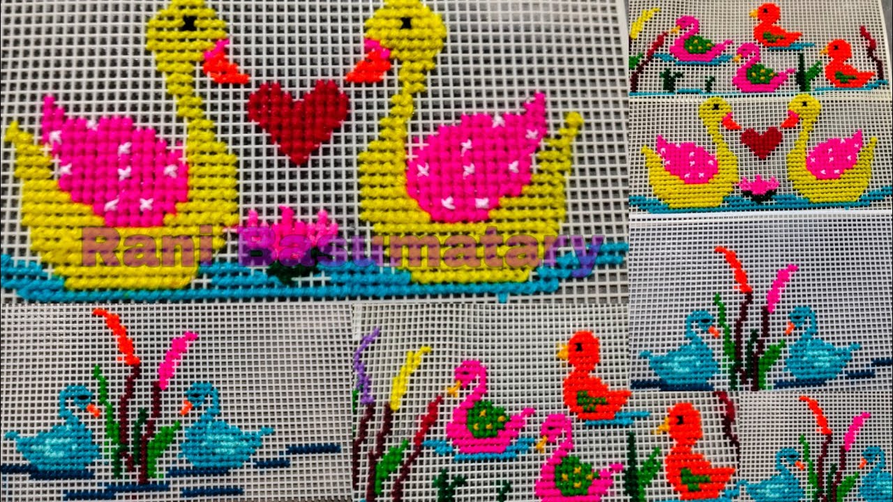 Duck designs/cross stitch on Plastic Net/Canvas/Wall Hanging/Sticker/Dosuti