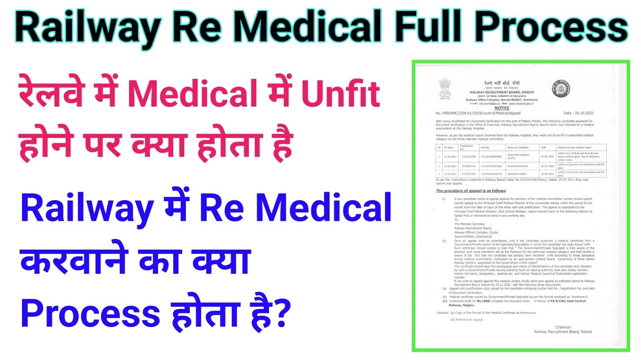 Railway Group d Re Medical Full Process । रेलवे में Medical Unfit होने पर क्या होता है