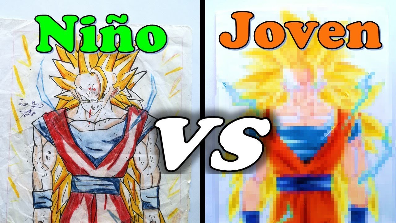 REHACIENDO DIBUJO DE MI INFANCIA / Goku SSJ3 / Dibujo de Niño vs Adolescente 2010 vs 2018