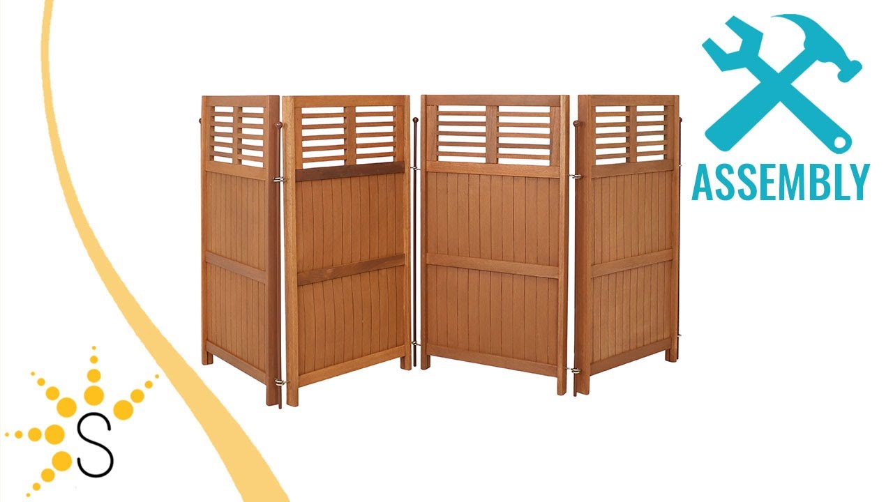 Sunnydaze Folding Outdoor Wood Privacy Screen - Panel Divider - 44-Inch Tall-LAM-683