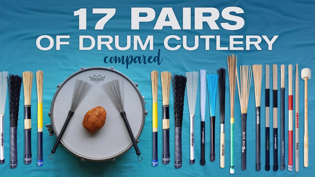 17 пар кистей, стержней, молотков и палочек для сравнения. ProMark Vater Vic Firth Wincent Regal ...