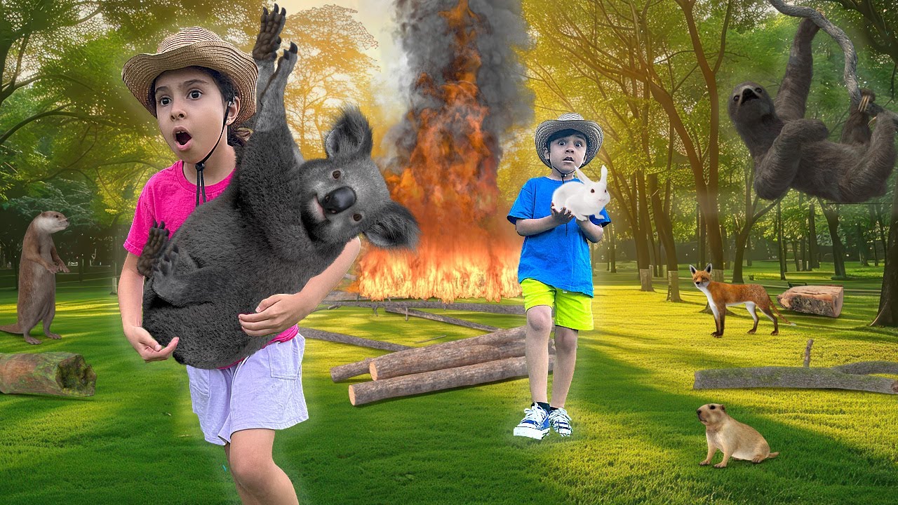 Animals for KIDS | Wildfire | Atrin and Soren's Animal Rescue Adventure | Saving animals from fire
