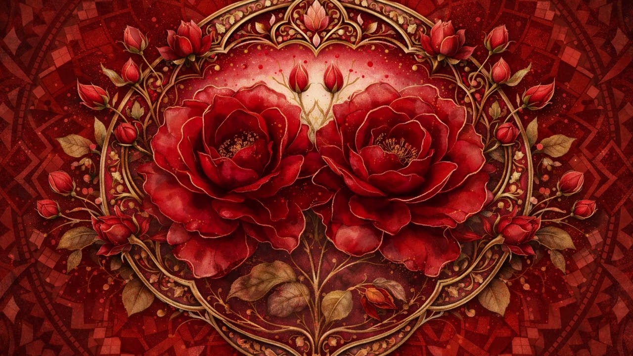 RED ROSE MANDALA - LOVE - POWER - ZEN|MANDALAS OIL PAINTING No Music - Background for TV