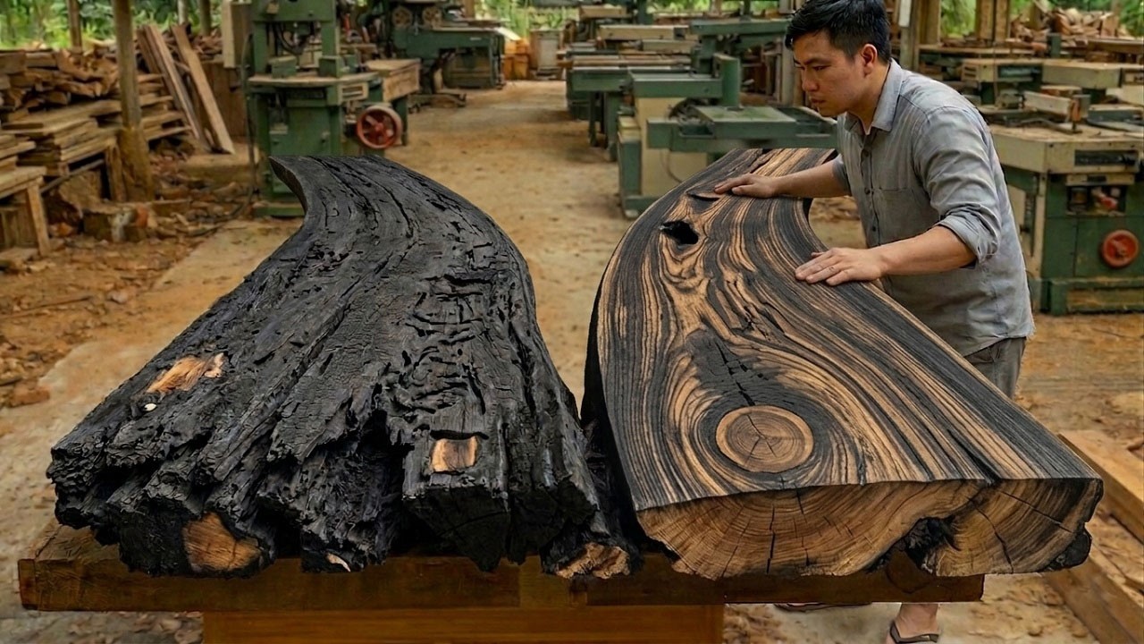 Unbelievable Wood Transformation // Charred Wood Becomes an Elegant Coffee Table Masterpiece