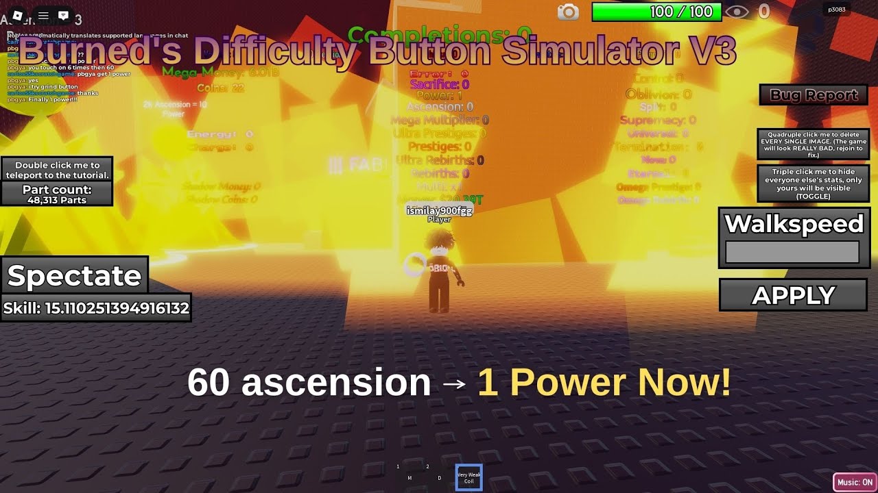 Burned's Difficulty Button Simulator V3 (1 Power Now) Episode 3