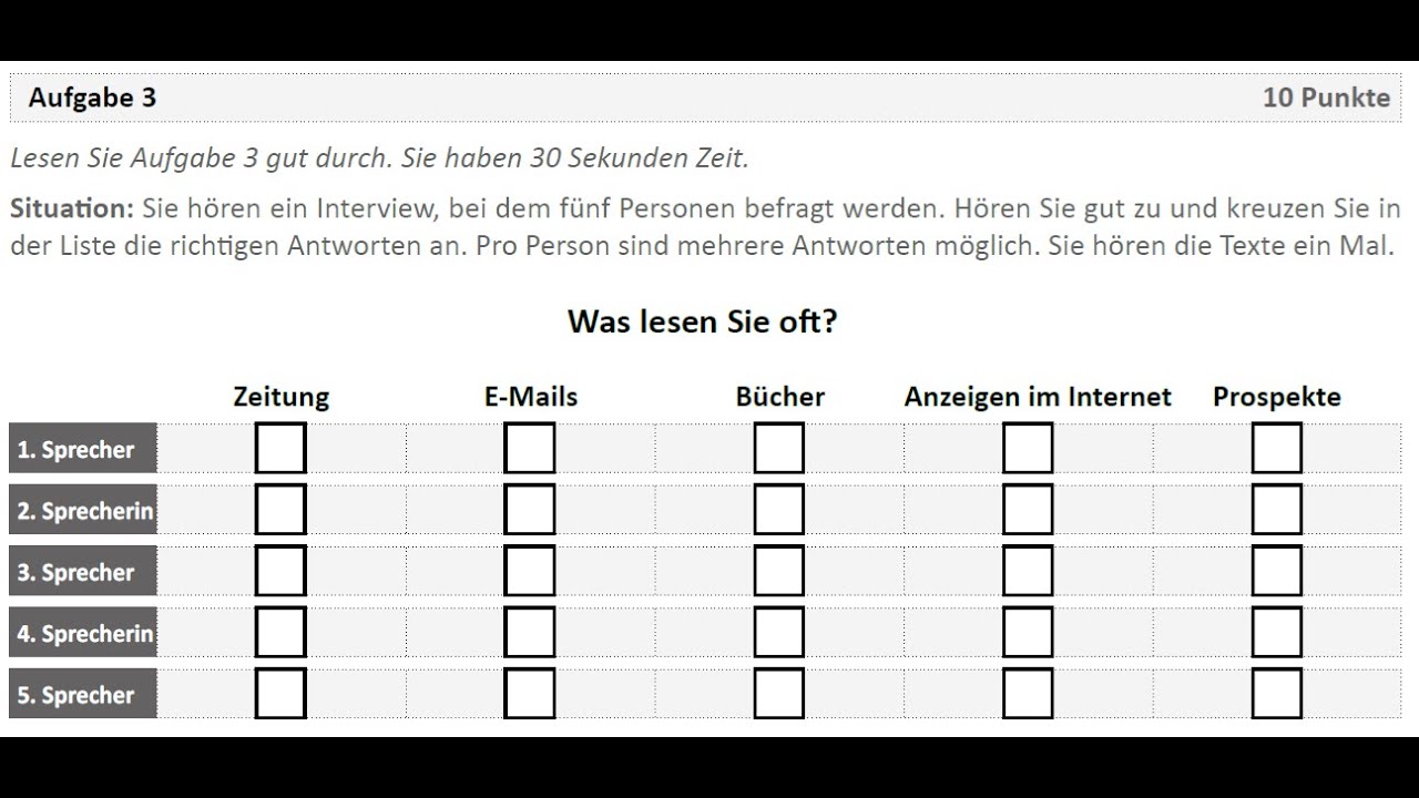 ÖSD A2 HÖREN │ LISTENING TASK Nr.8 │ ALL 3 PARTS