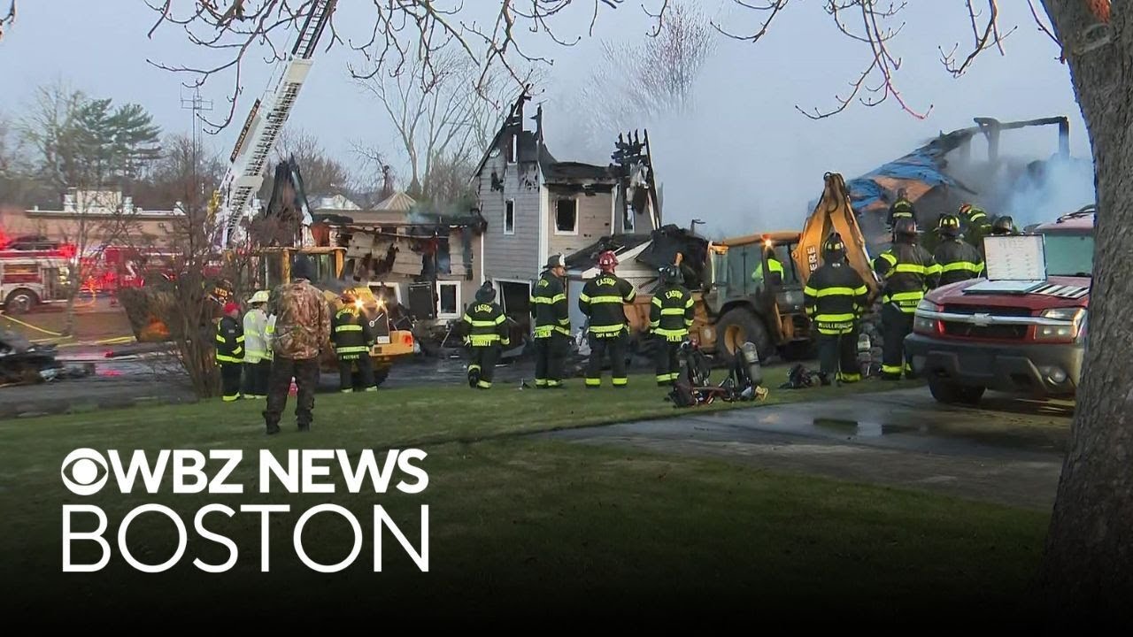 Stranger and police officer save 3 from huge Bridgewater house fire and explosion