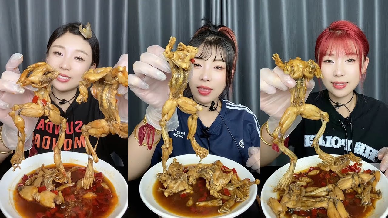【Mukbang】Spicy Bullfrog🐸🌶🧄#asmr#yummy