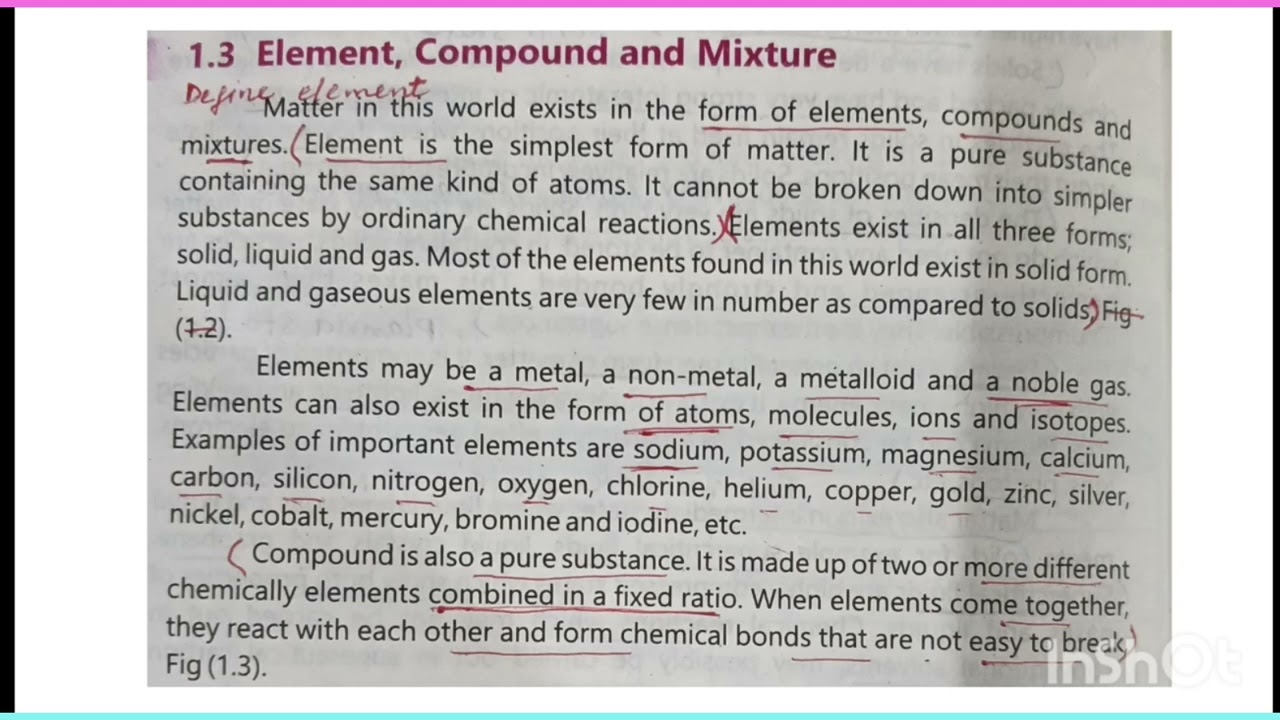 Chapter #1 Element, compound and Mixture 