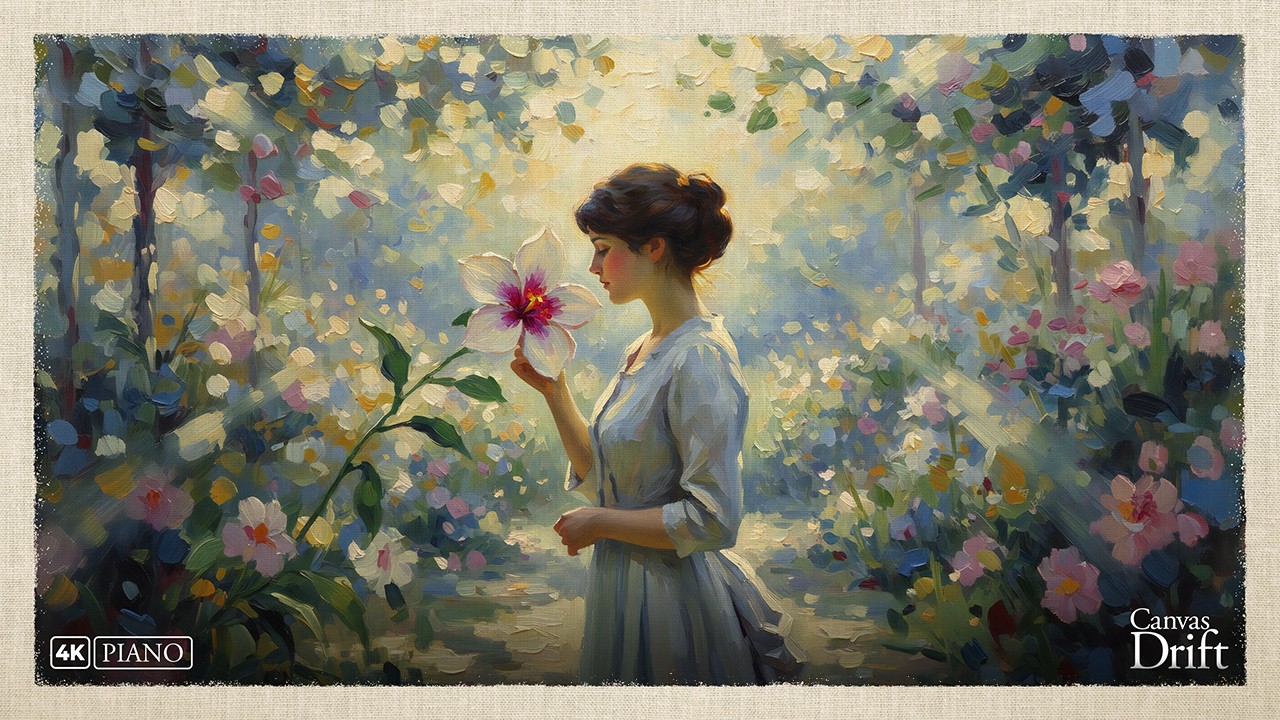 Petals of Silence – Soft Piano & Romantic Impressionist Art for Emotional Calm and Focus (1 Hour)
