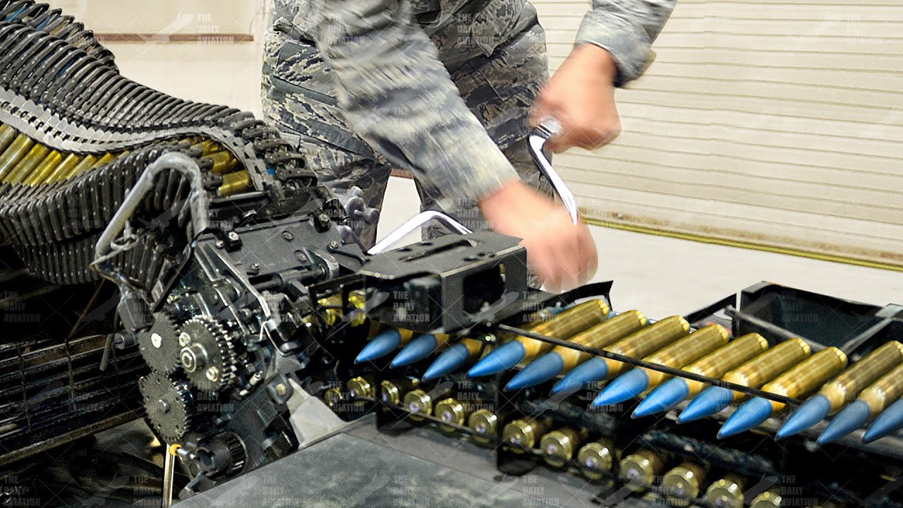 Reloading Monstrously Powerful US F-16 Gatling Gun With Hundreds of Special Rounds