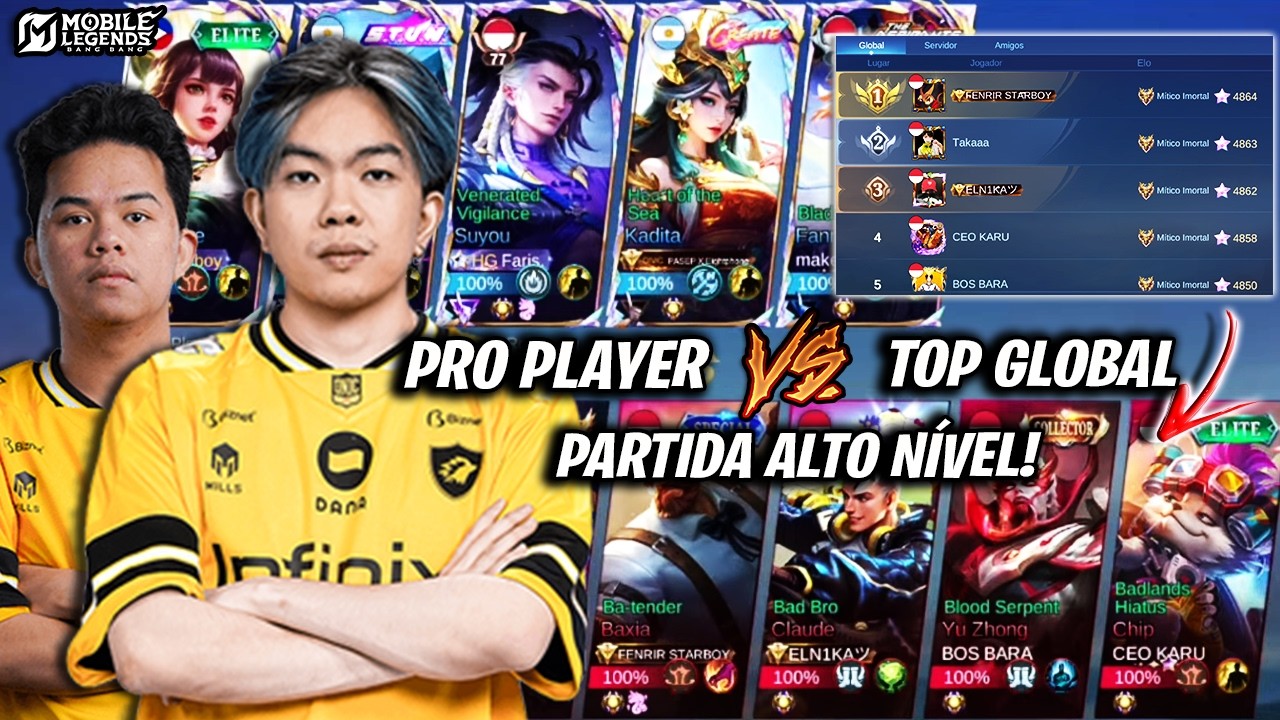 KIBOY e SANZ Enfrentam o TOP 1 GLOBAL da RANK em Alto Nível! PRO PLAYERS vs TOP GLOBAL - MLBB