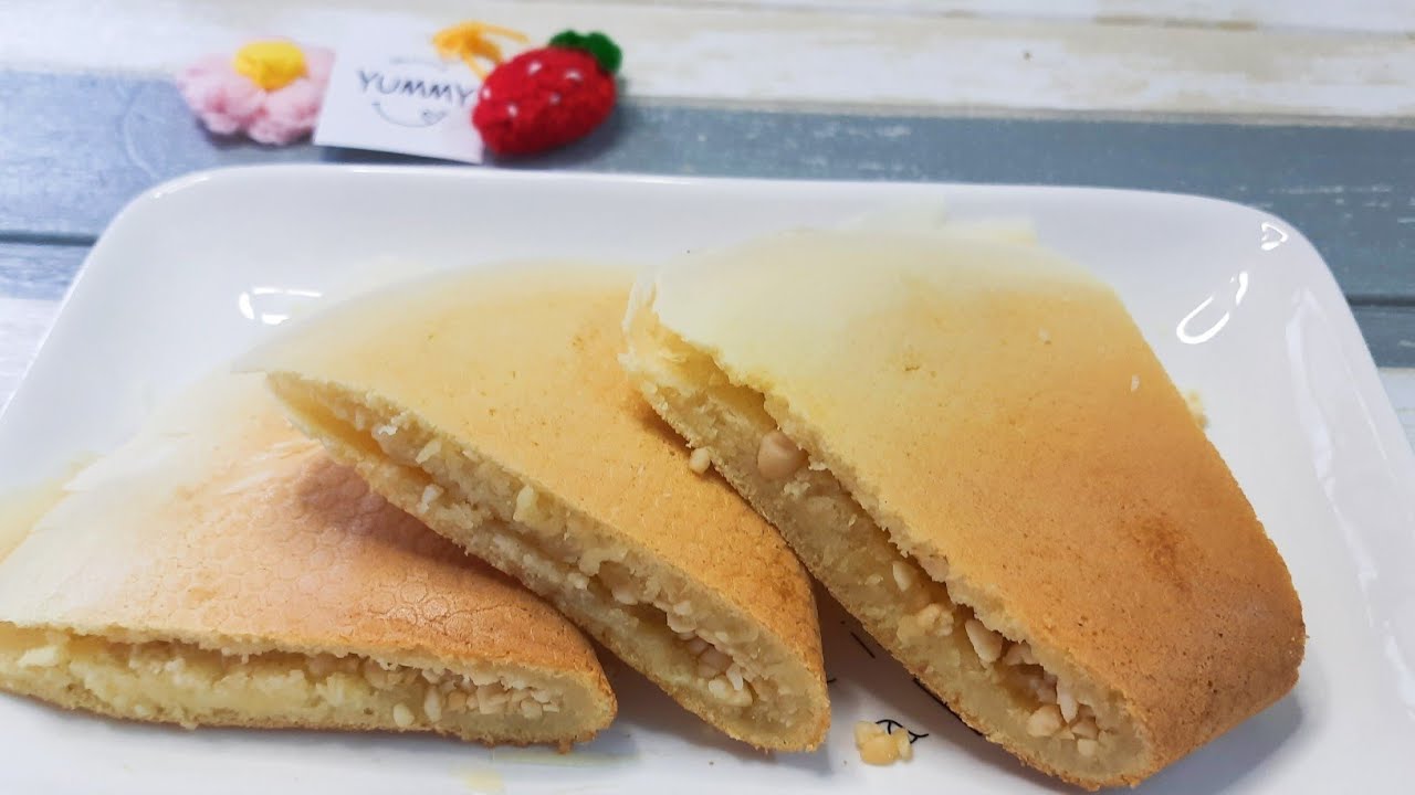 无蛋🌱素食【曼煎糕/煎弄包】Peanut  Pancakes/ Apam Balik 🥞 内馅:花生碎  甜玉米 #曼煎糕#apambalik #peanutpancake
