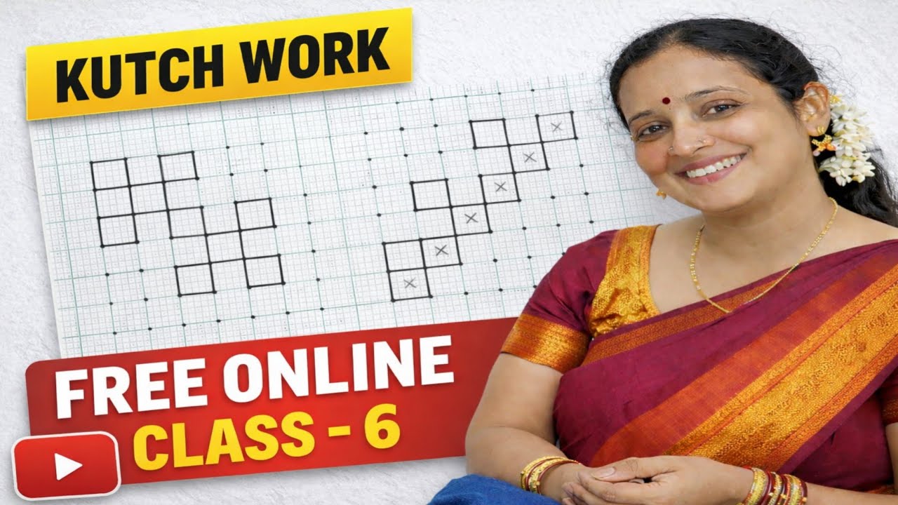 Kutch work embroidery drawing tutorial|free online class-6|kutch work|By Deepika Creations