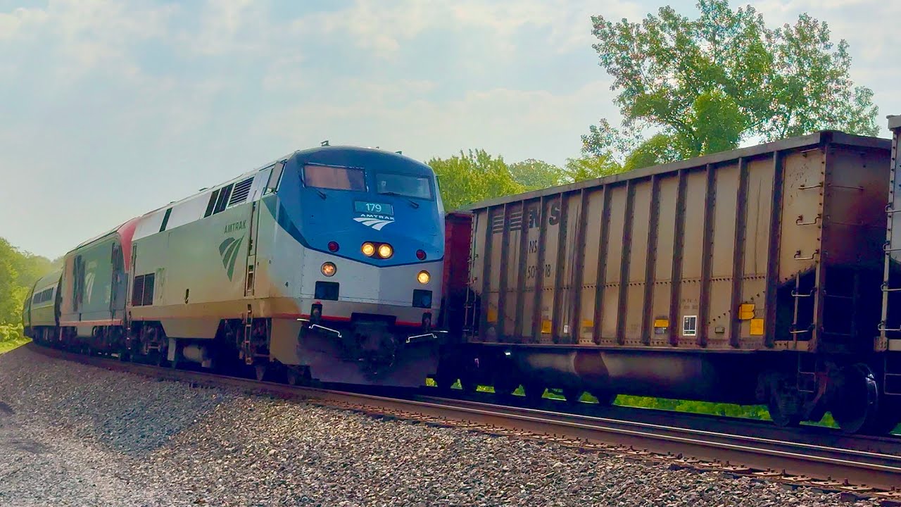 NS, 606, Coal Loads & AMTK, 40, Floridian, Westbound, Otis, Indiana, 6/11/2025