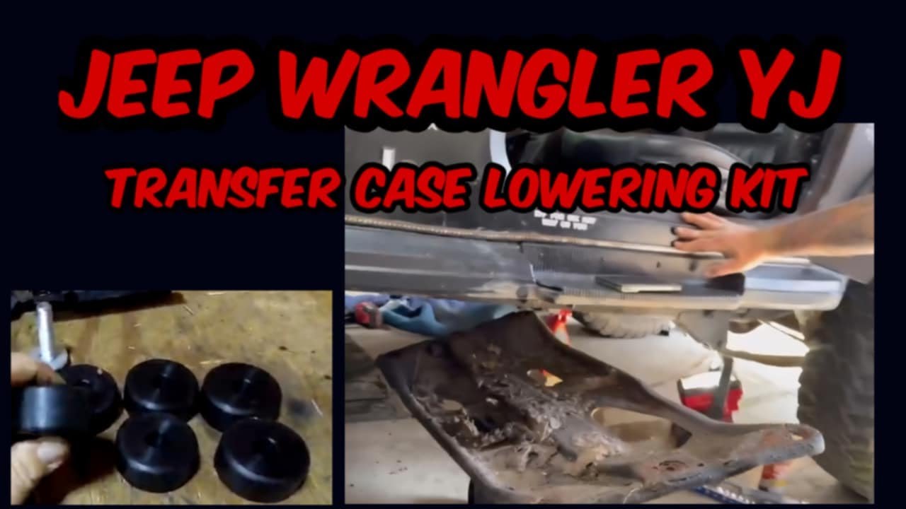 Replace transmission mount and install  transfer case lowering kit on a Jeep Wrangler YJ