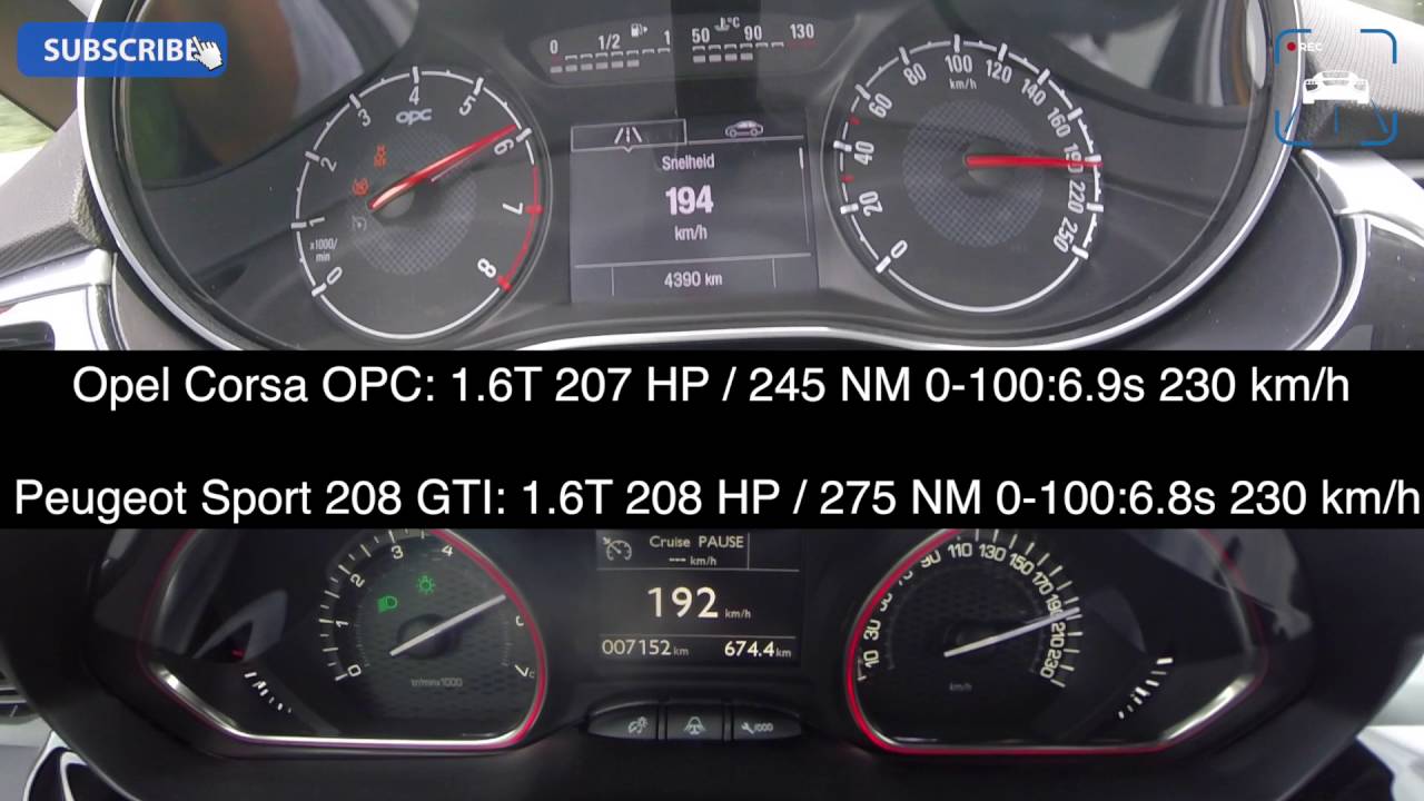 Peugeot Sport 208 GTi vs Opel Corsa OPC 0-200 km/h Acceleration BATTLE!
