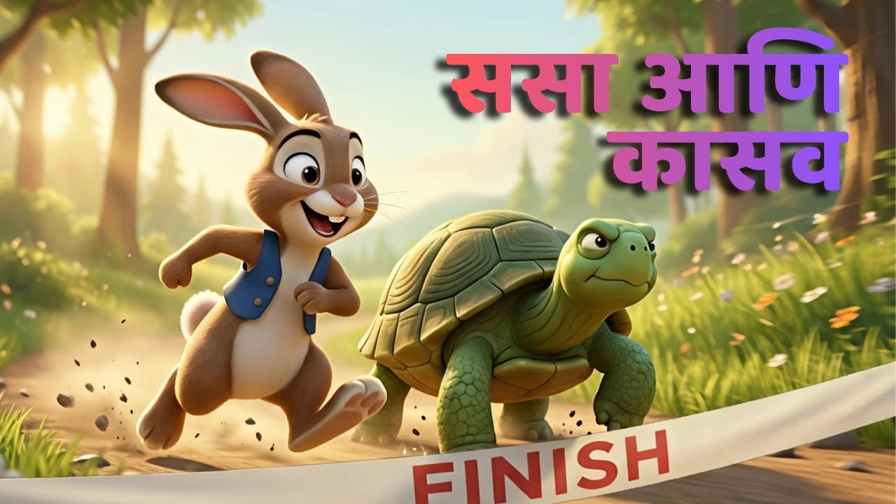 ससा आणि कासव 🐰🐢 | Marathi Kids Story | The Hare and the Tortoise