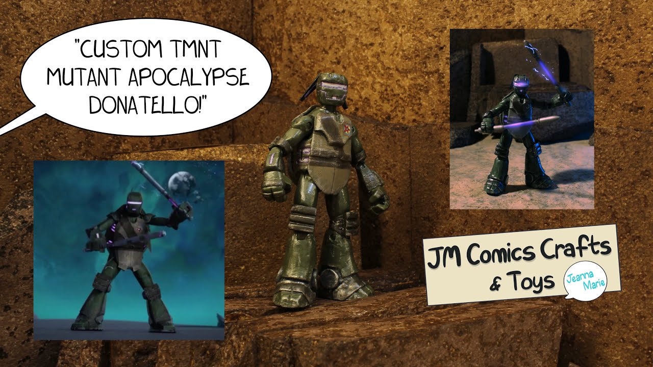 Custom Tales Of The TMNT: Mutant Apocalypse Donatello / Don Bot Action Figure, & Rocky Diorama Scene