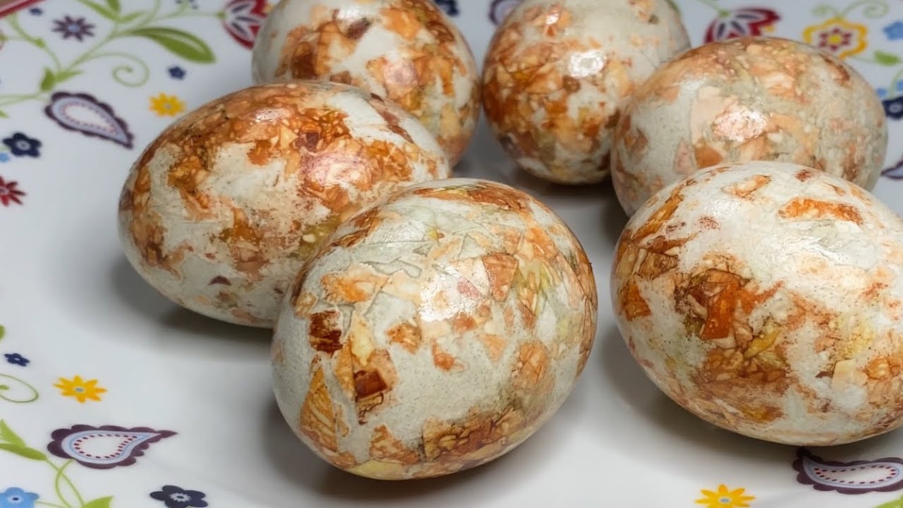 🥚 Marmorierte Ostereier färben mit Zwiebelschalen & Hibiskustee 🌿