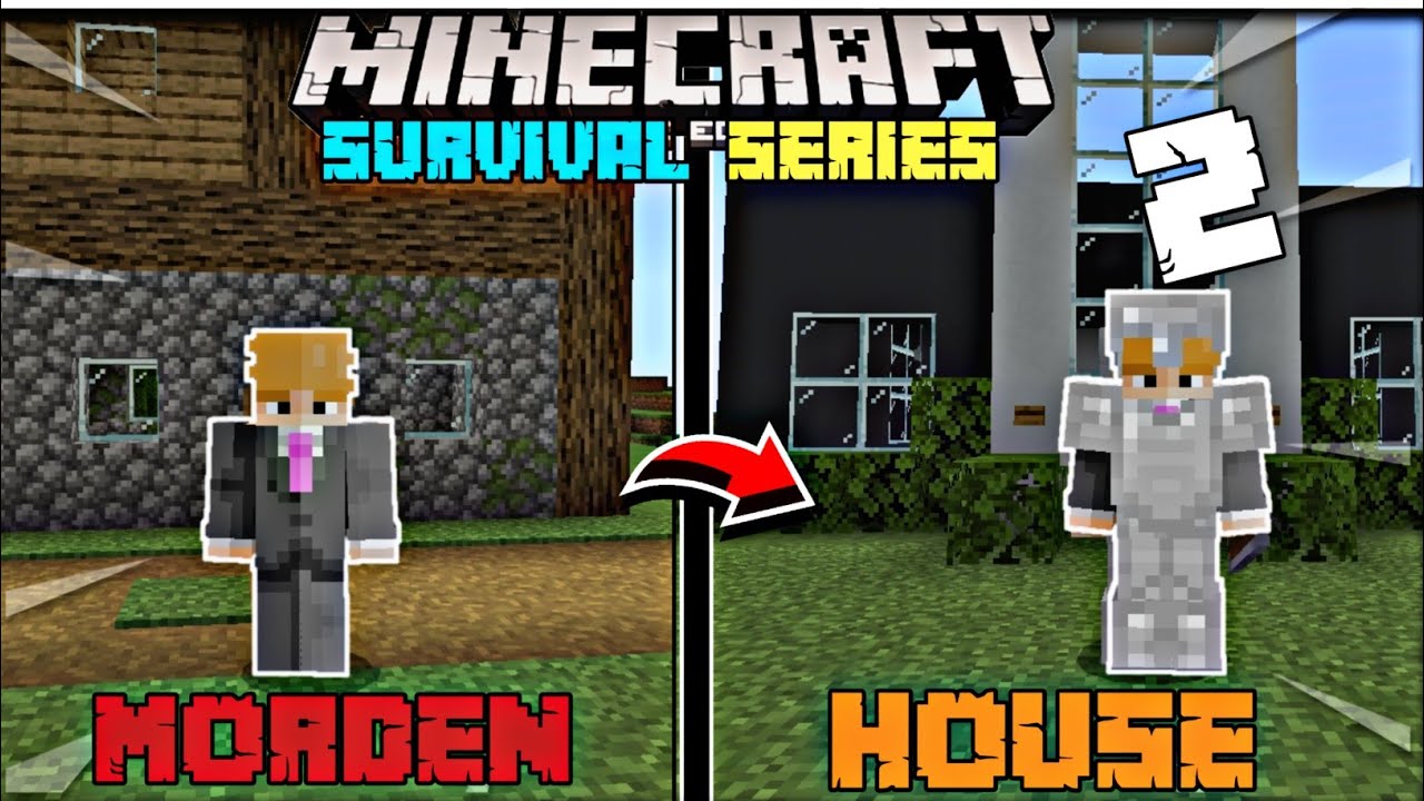 I made an mordern house in Minecraft pe 1.19  survival series in hindi #2