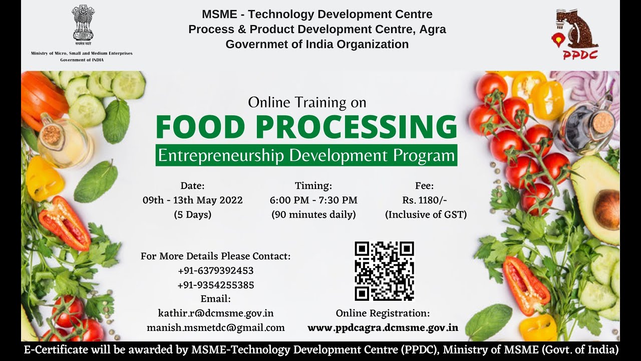 EDP Food Processing | 5 Days Online Training #entrepreneurship #food #onlinetraining