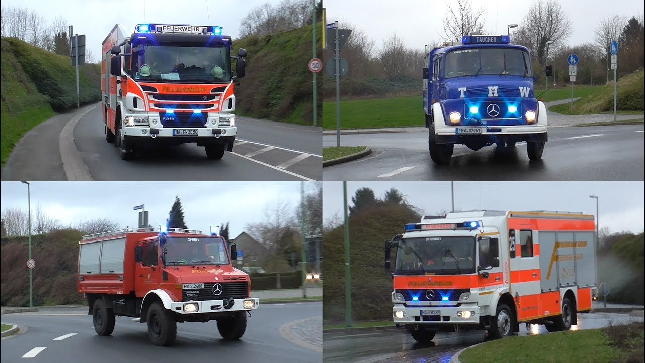 [Hagen im Ausnahmezustand] Zahlreiche Unwetterbedingte Alarmfahrten Feuerwehr & THW Hagen & Umgebung