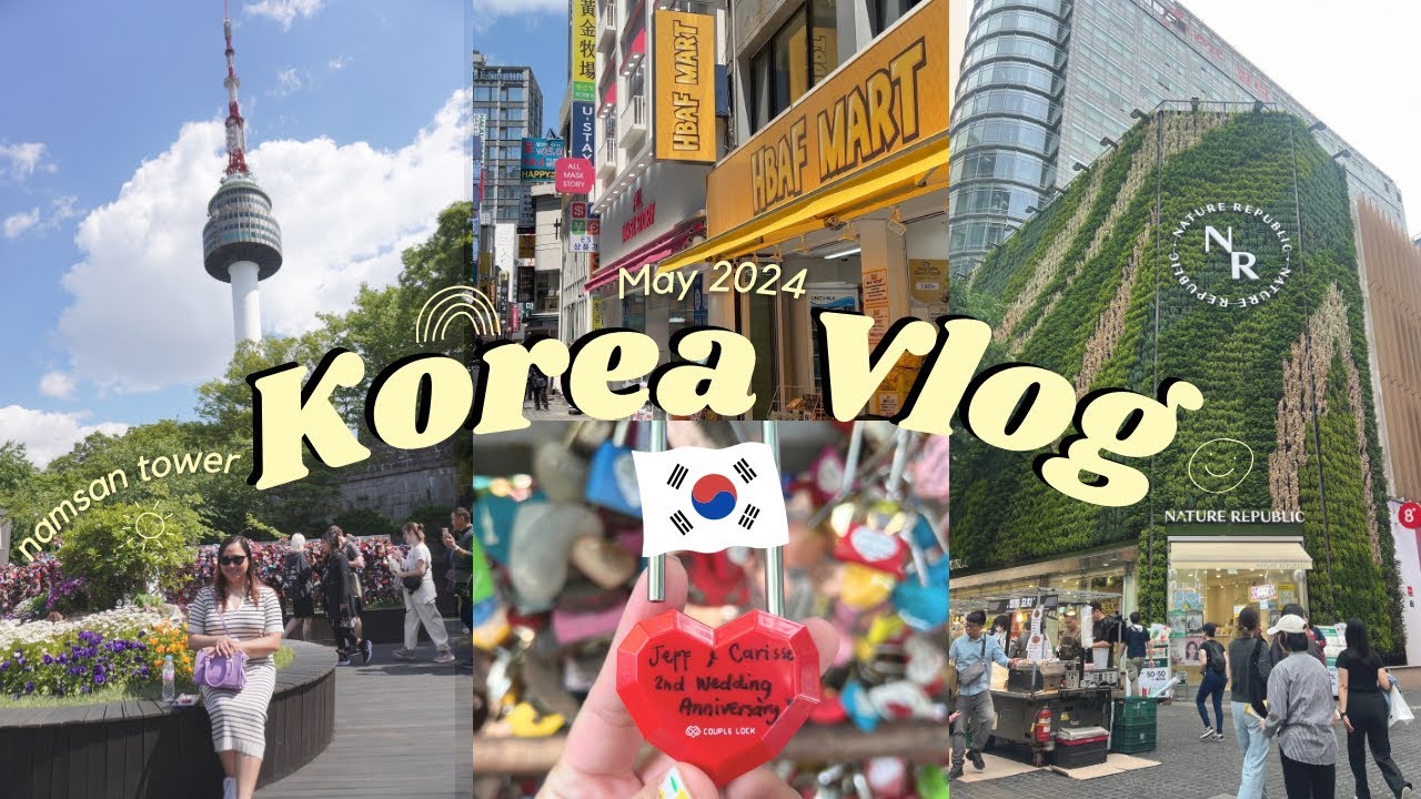 Korea Vlog 🇰🇷 Day 1: Namsan Tower & Cable Car | Sky Park Central Room Tour | Food trip in Myeongdong