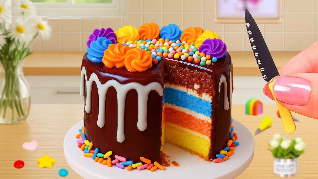 Miniatura Arcoíris 🌈✨ Dulce, Colorida y Tan Encantadora como un Sueño 🎉🍬 Mini Cake Rainbow