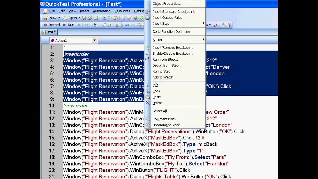 Keyword driven framework in UFT (Unified Functional Testing)