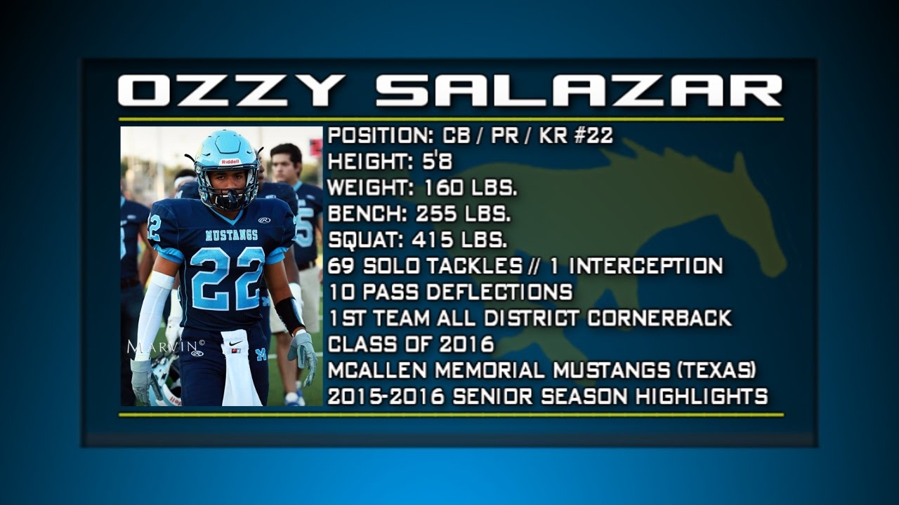 Mcallen Memorial CB Ozzy Salazar (Senior Highlights)