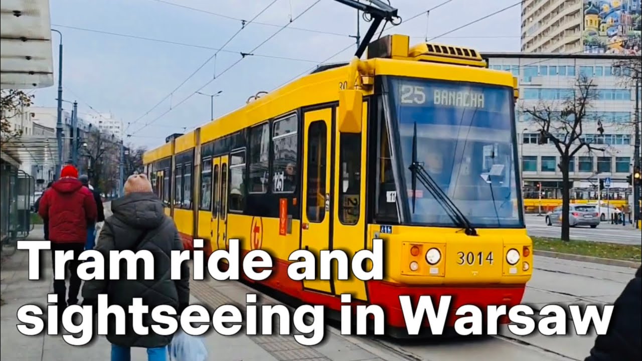Warsaw sightseeing tram ride (Line 25) with amazing city views | 🇵🇱Warsaw, Poland [with subtitles]