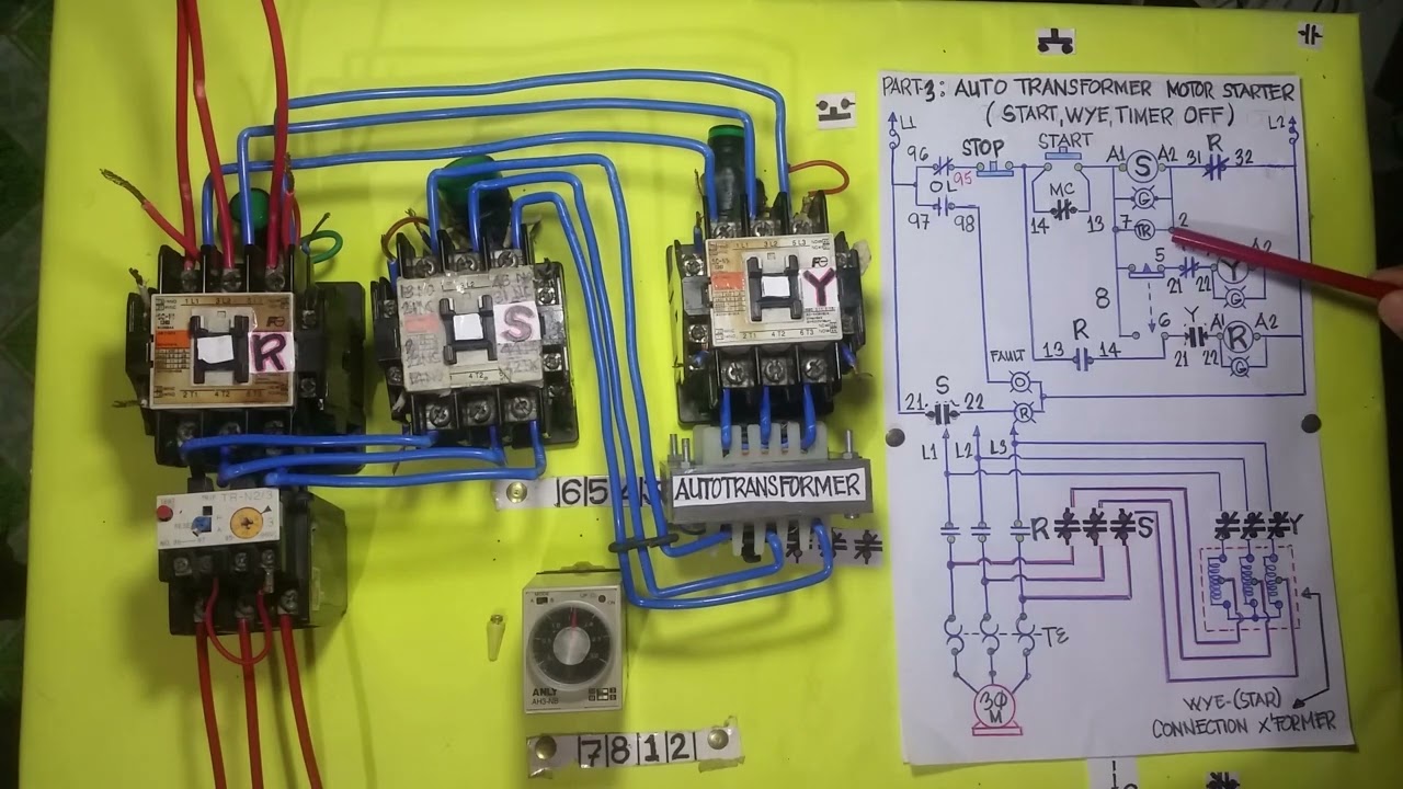 PART3:AUTO TRANSFORMER REDUCED VOLTAGE MOTOR STARTER(START,WYE CONTACTOR ,TIMER OFF)