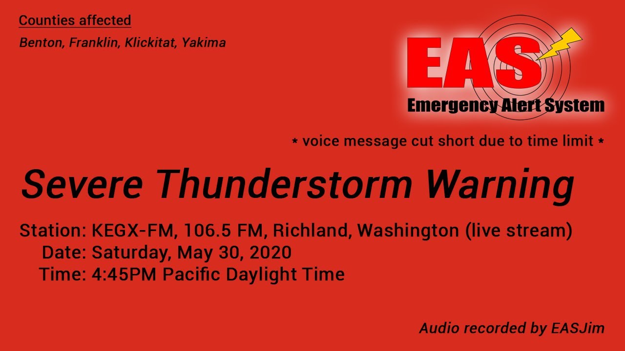EAS #390-395: NWR and EAS 6 Severe Thunderstorm Warnings- May 30, 2020