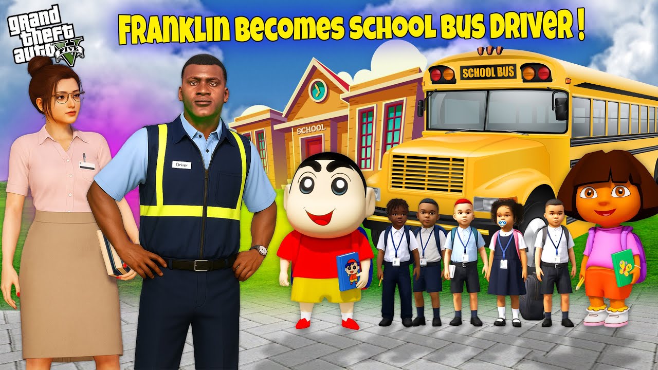 Franklin Becomes School Bus Driver! 😱 Shiranui’s First Day as Teacher – GTA 5 Malayalam