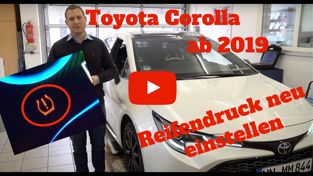 Toyota Corolla Reifendruck einstellen und zurücksetzen z.B. nach dem Räder wechseln