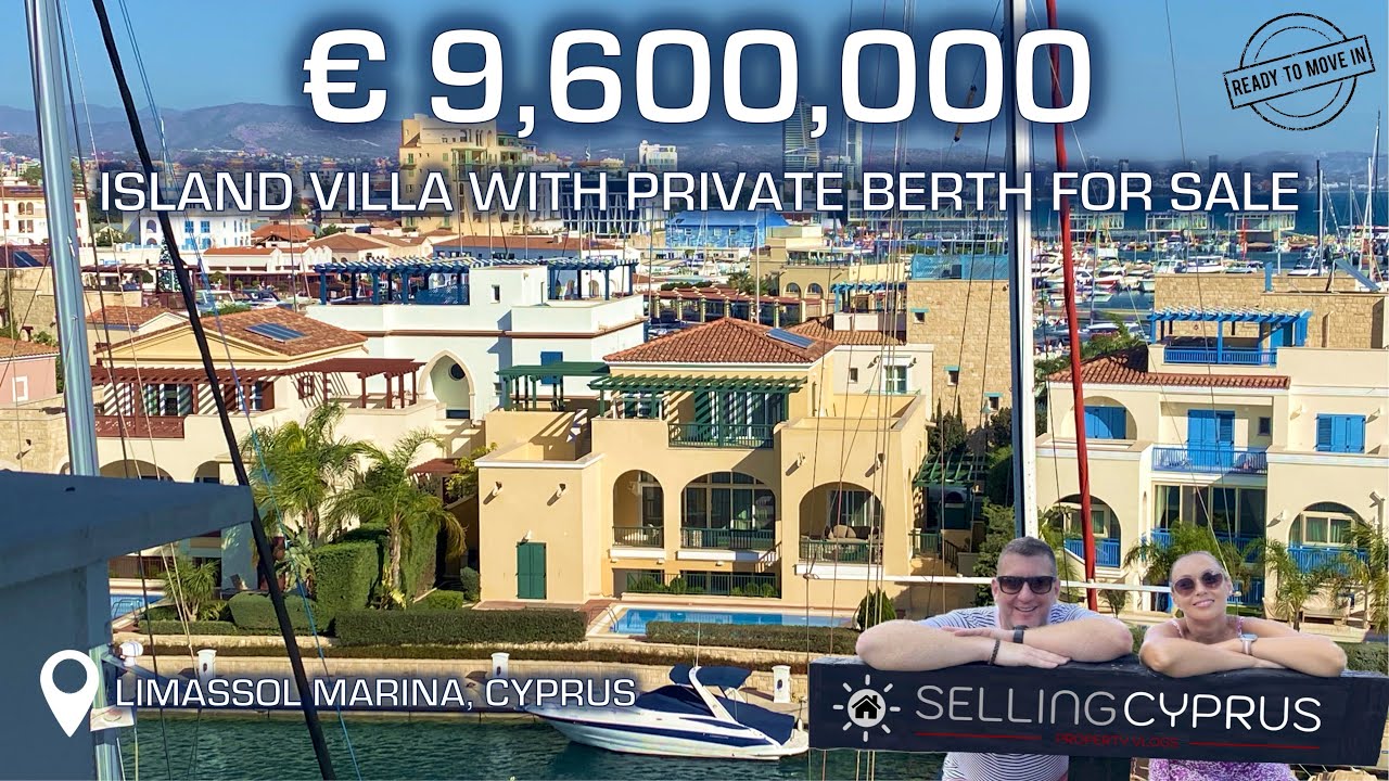 Island villa with private berth for sale in Limassol Marina, Cyprus.