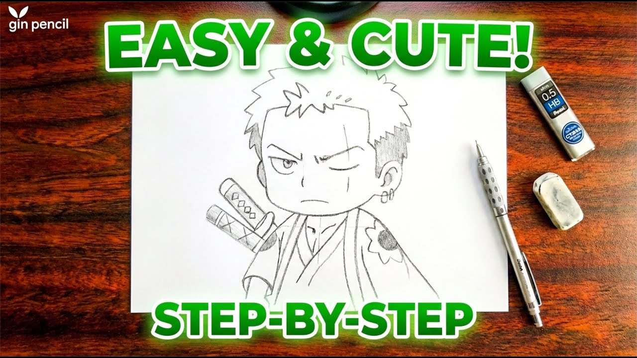 How to Draw Chibi Roronoa Zoro Step-by-Step | One Piece Art ✍️🍃 #zoro  #onepiece