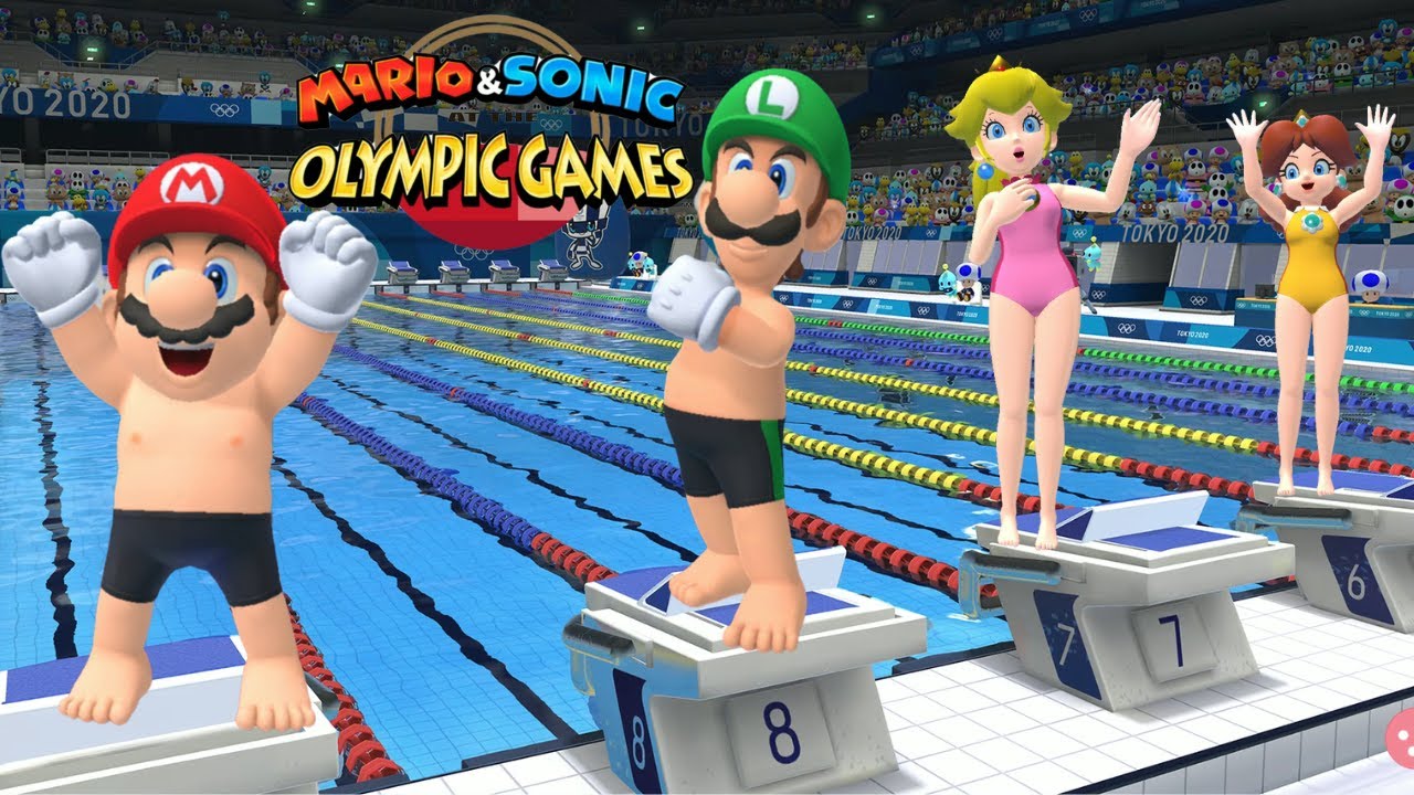 Swimming 100m Very Hard Gameplay Mario & Sonic At The Olypic Games Tokyo 2020 Mario & Bowser Daisy +