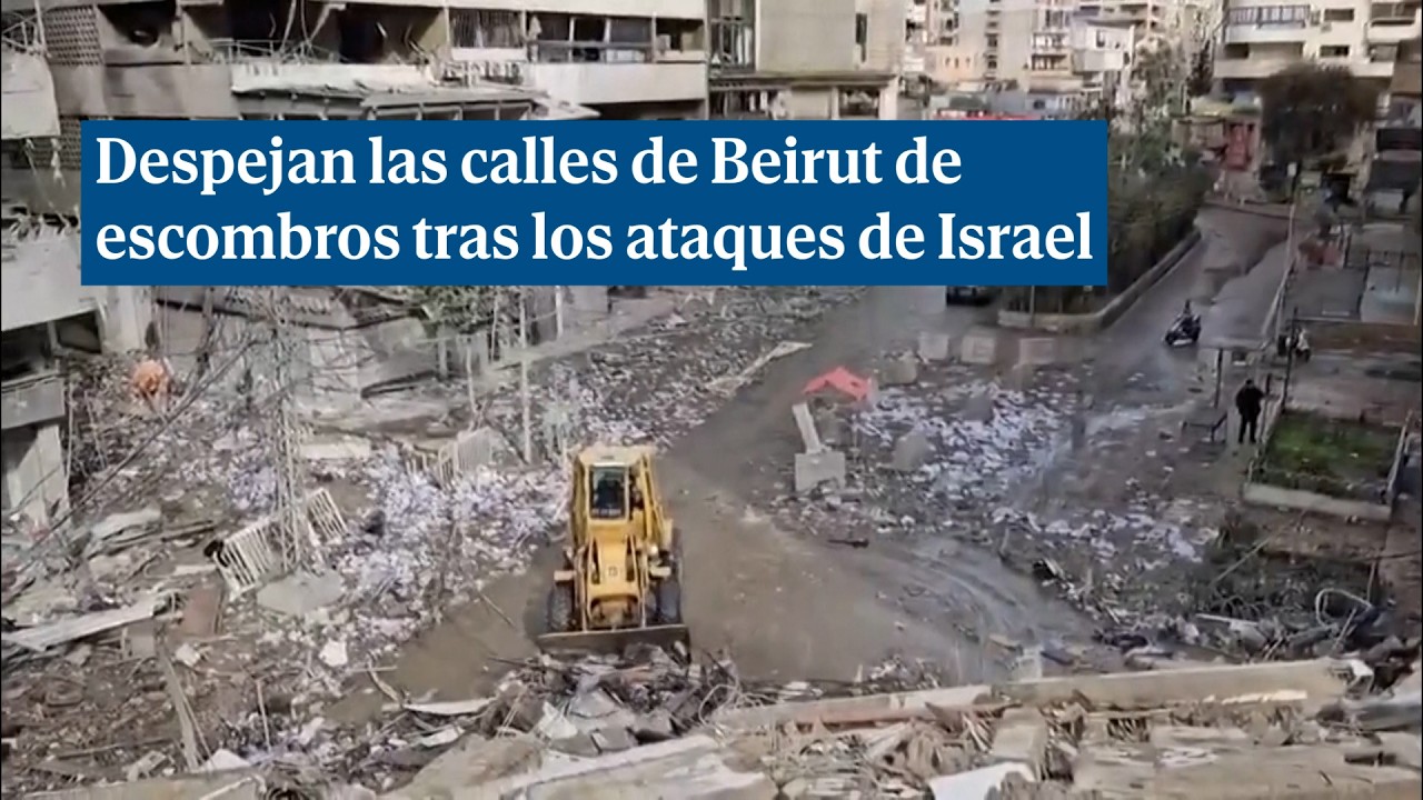 Despejan las calles de Beirut de escombros tras los ataques de Israel