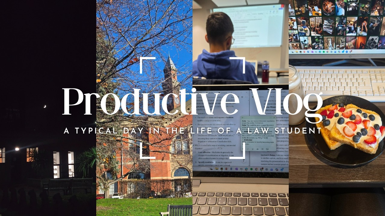 a typical day in the life of a law student | productive vlog | societies, prioritization & more