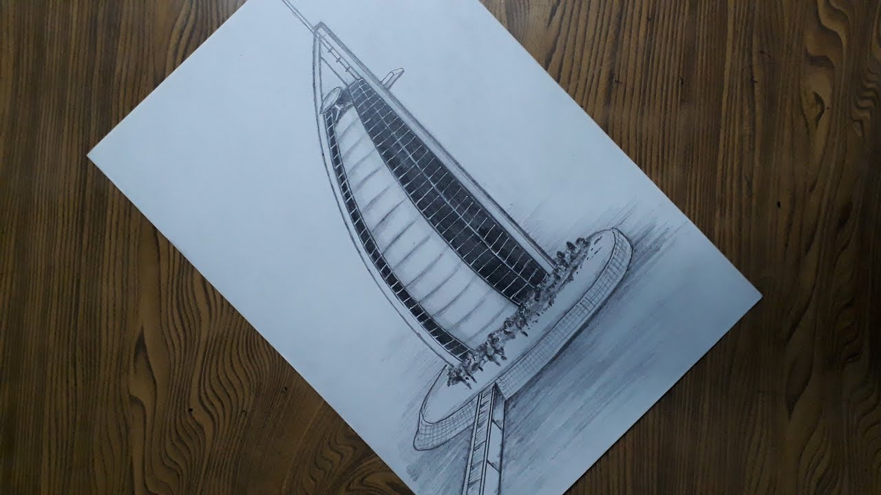 How to draw Burj al Arab (Dubai) step by step so easy