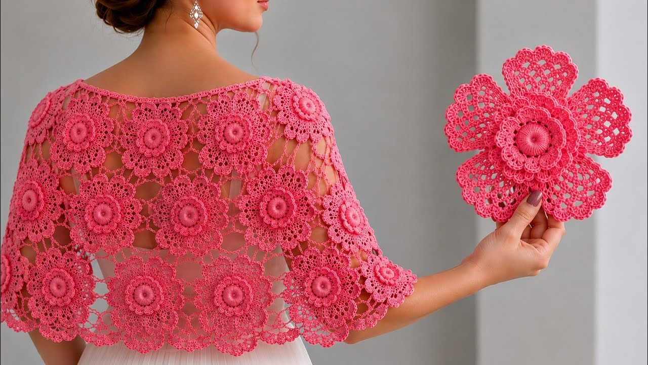 🌸How to Make a Striking Floral-Motif Shawl | New Season Crochet Shawl Pattern🌸