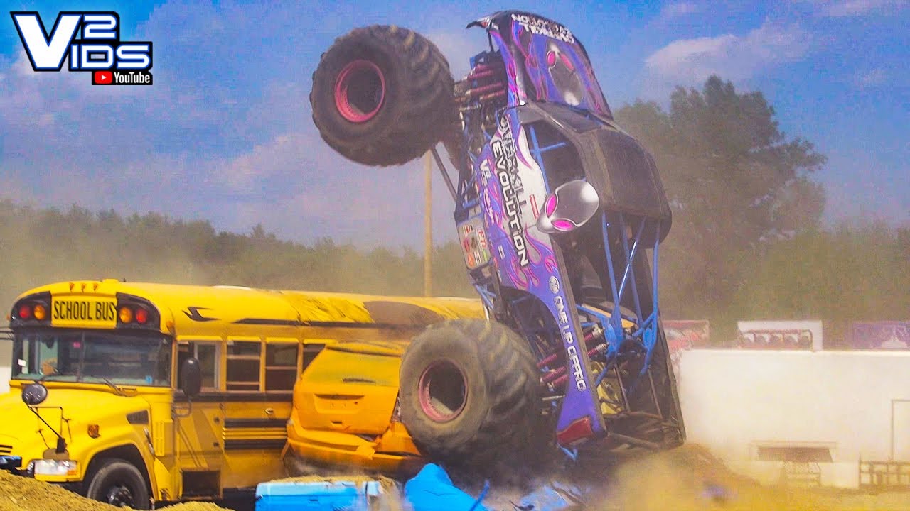 Monster Truck Crushes School Bus