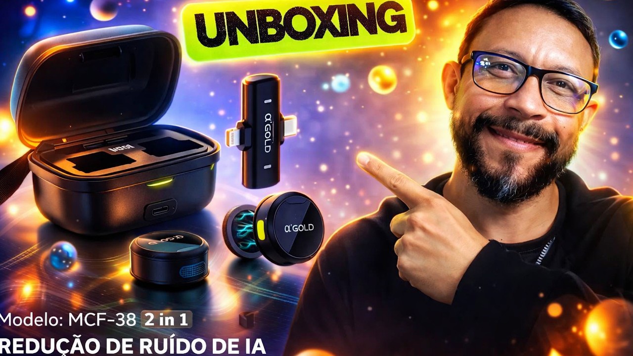 🎤 Unboxing Microfone de Lapela MCF-38 2 em 1 A’ Gold | Vale a Pena para YouTube, Podcast e Celular?