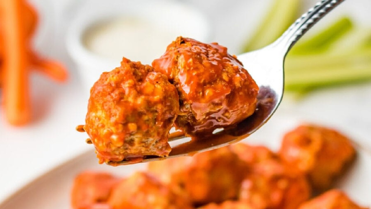 The Best Slow Cooker Buffalo Chicken Meatballs